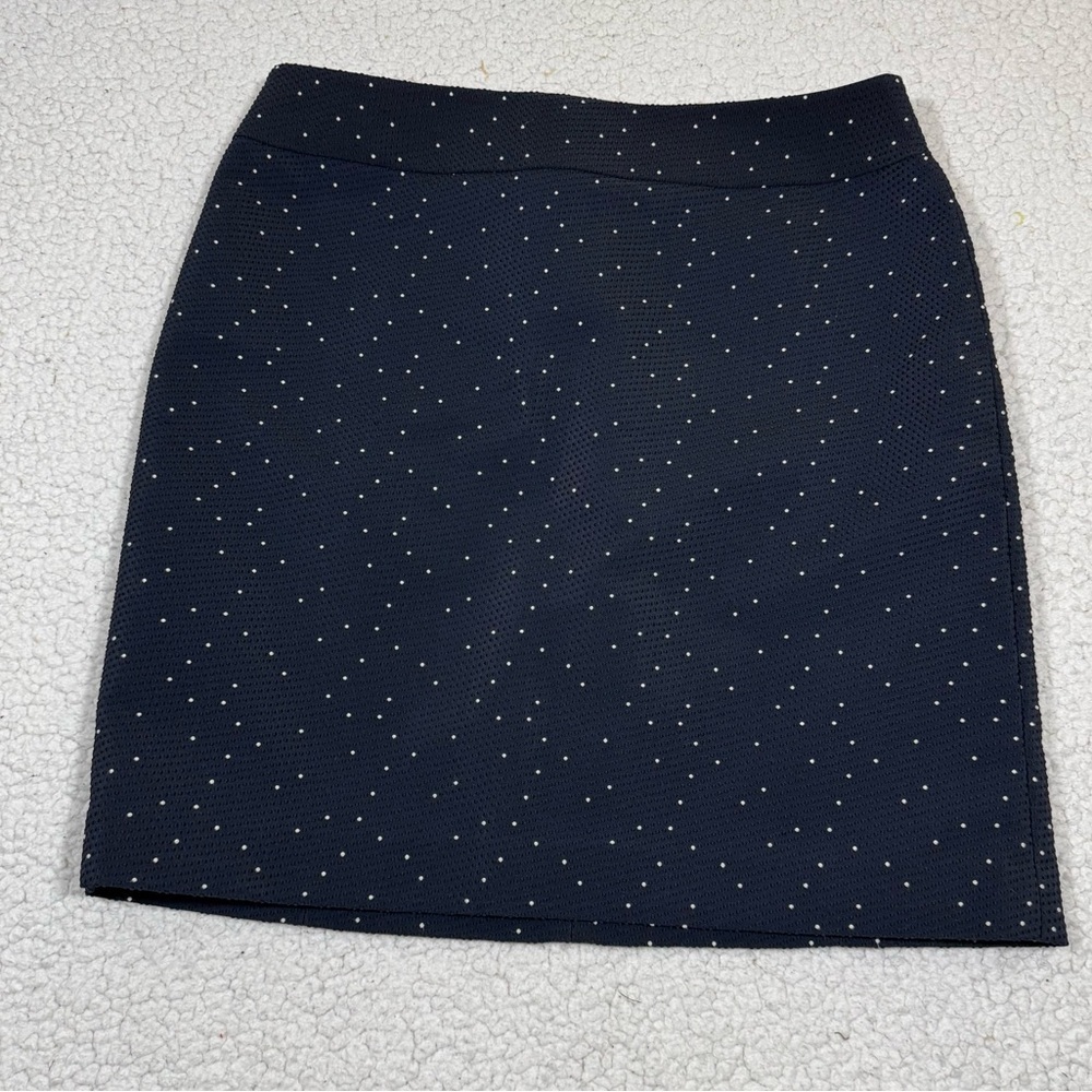 Ann Taylor Pencil Skirt Women's Size 12 Blue White Embroidered Polka Dot